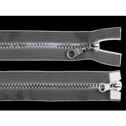 Zip kostěný No 5 dělitelný 2 jezdce / dvoucestný 90 cm transparentní