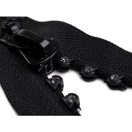 Kostěný zip No 4 délka 16 cm se štrasovými kamínky