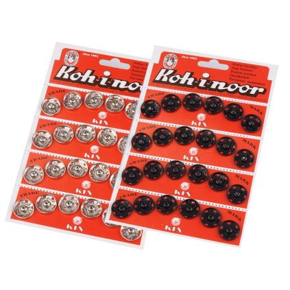 Kovové patentky / stiskací knoflíky vel. 7 (Varianta černá, Balení 4 karta)