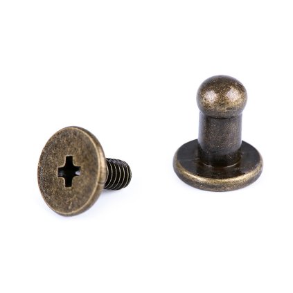 Sedlářský nýt šroubovací Ø4 mm (Varianta 2 staromosaz, Balení 5 pár)