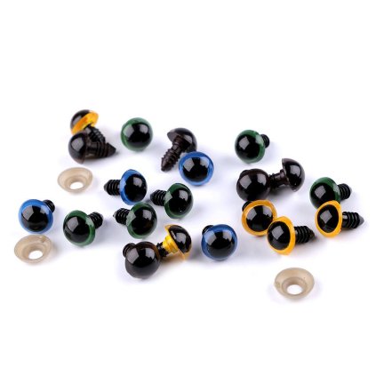 Oči s pojistkou Ø14 mm (Varianta 2 modrá, Balení 10 sada)