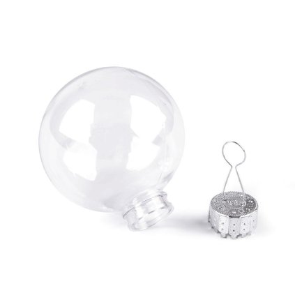 Baňka k dozdobení Ø6 cm (Varianta 1 transparent stříbrná, Balení 2 ks)
