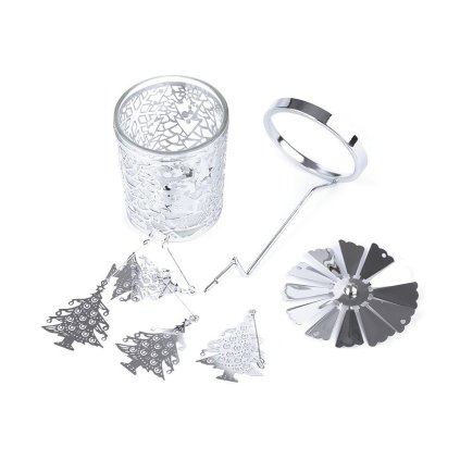 Otočný vánoční svícen / kolotoč (Varianta 3 stříbrná vločka, Balení 1 ks)