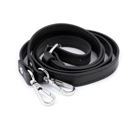 Koženkový popruh / ucho na kabelku s karabinami šíře 1,5 cm (Varianta 1 černá nikl, Balení 1 ks)