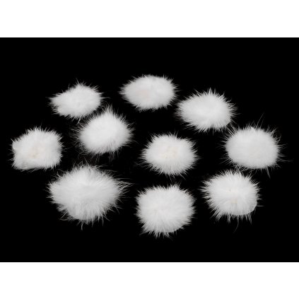 Aplikace kožešinová bambulka Ø3 cm (Varianta 1 bílá, Balení 10 ks)