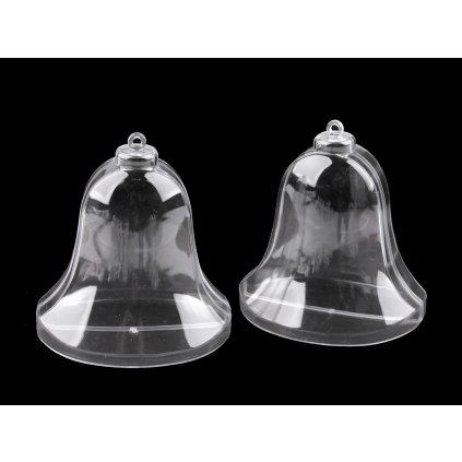 Plastová krabička dvoudílná - zvonek, stromeček, kapka, hvězda (Varianta 1 transparent zvonek, Balení 2 ks)