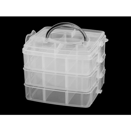 Plastový box / kufřík 3 patrový s rukojetí (Varianta 1 transparent, Balení 1 ks)