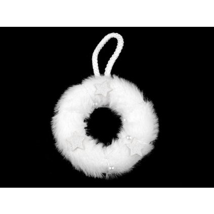 Kožešinový věneček k zavěšení Ø11 cm (Varianta 1 bílá, Balení 1 ks)