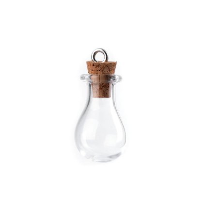 Skleněná lahvička s korkem srdce, hvězda, baňka (Varianta 1 transparent baňka, Balení 5 lahv.)