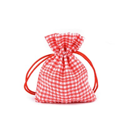 Dárkový pytlík káro 10x13 cm (Varianta 3 růžová sv., Balení 1 ks)