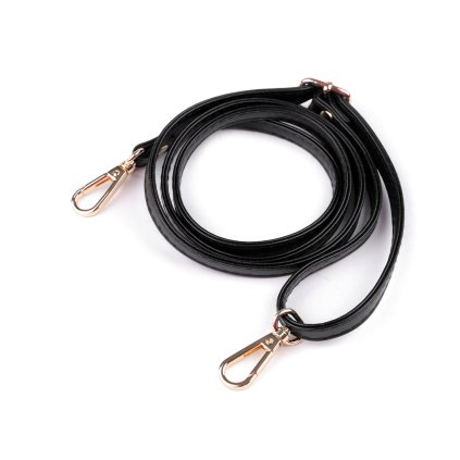 Koženkový popruh / ucho na kabelku s karabinami šíře 1 cm (Varianta 1 černá zlatá, Balení 1 ks)