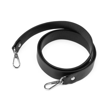 Koženkový popruh / ucho na kabelku s karabinami šíře 2,4 cm (Varianta 2 černá nikl, Balení 1 ks)