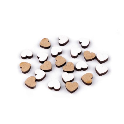 Dřevěné srdce mini k nalepení Ø10 mm (Varianta 1 bílá přírodní, Balení 20 ks)