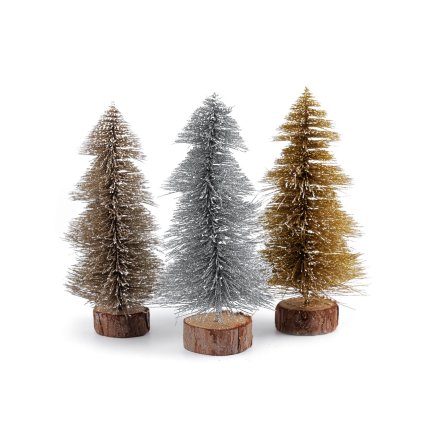 Dekorace vánoční stromeček s glitry (Varianta 1 (18 cm) zlatá, Balení 1 ks)