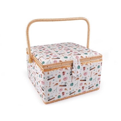 Kazeta / košík na šití čalouněný (Varianta 1 bílá galanterie, Balení 1 ks)