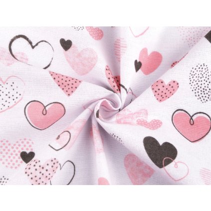 Bavlněný flanel srdce (Varianta 2 (486) modrá světlá, Balení 1 m)