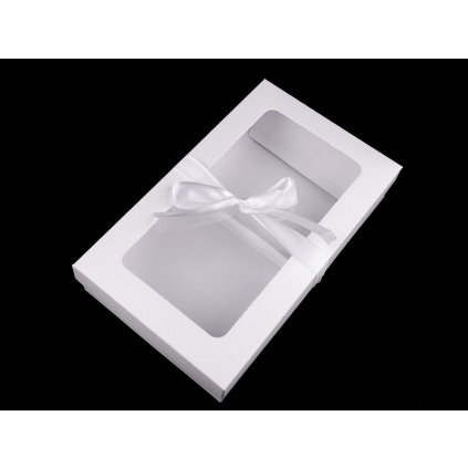 Papírová krabička s průhledem a stuhou