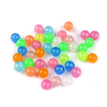 Plastové korálky svítící ve tmě Ø10 mm (Varianta mix, Balení 20 g)