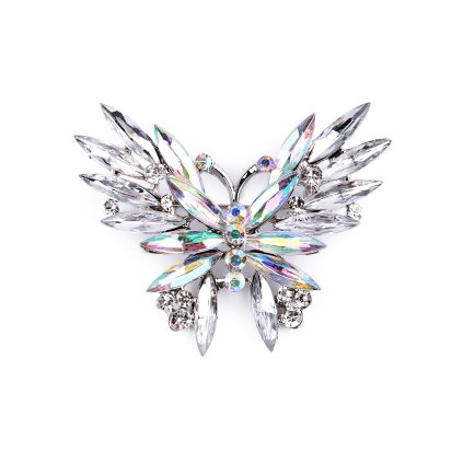 Brož s broušenými kamínky motýl (Varianta 2 antracit stříbrná, Balení 1 ks)