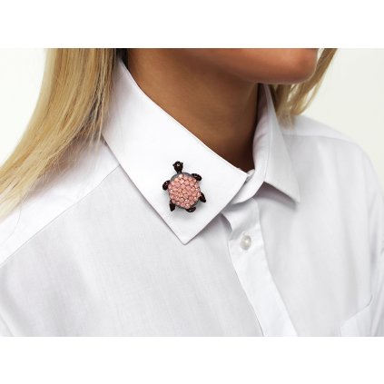 Brož s broušenými kamínky želva (Varianta 1 rose, Balení 1 ks)