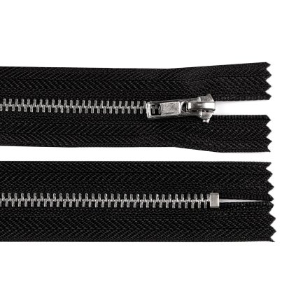 Kovový zip No 3 délka 20 cm kalhotový se stříbrnými zoubky