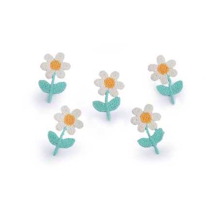 Vyšívaný květ 2,1x3,5 cm (Varianta 2 pudrová, Balení 10 ks)
