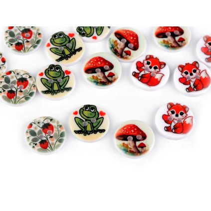 Dětský knoflík velikost 24" (Varianta 4 (3160) červená muchomůrka, Balení 10 ks)