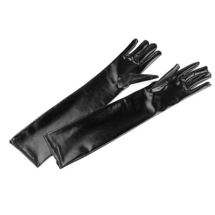 Dlouhé společenské rukavice imitace latexu