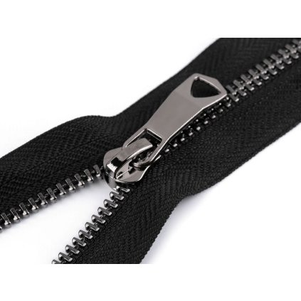 Kovový zip No 5 délka 60 cm s ozdobným jezdcem (Varianta 1 černá černý nikl, Balení 1 ks)
