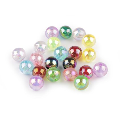 Plastové korálky s AB efektem Ø10 mm (Varianta 7 mix barev, Balení 10 g)