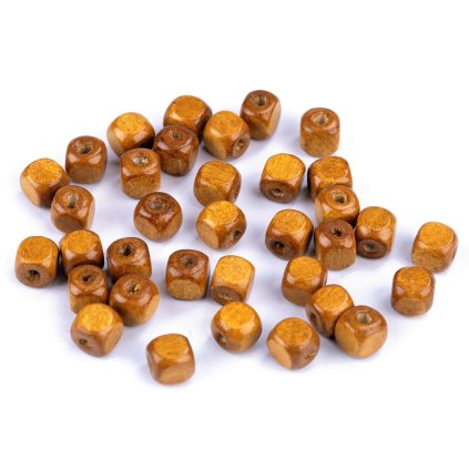 Dřevěný korálek kostka, 8x8 mm, sv. hnědá