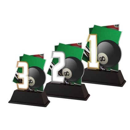 Akrylátová trofej NCUF001M5 | Biliard (Výška cm 12, Barva bronz, Štítek na pohár 79x20)
