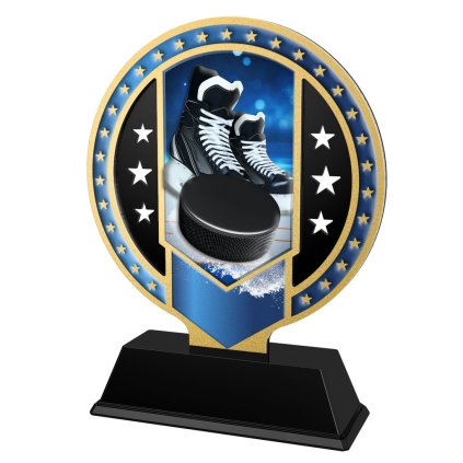 Kovová trofej SAM03M03 | Hokej (Výška cm 13, Barva bronz, Štítek na pohár 79x20)