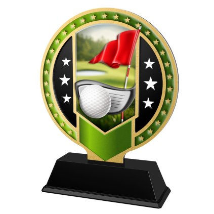 Kovová trofej SAM03M06 | Golf (Výška cm 13, Barva bronz, Štítek na pohár 79x20)