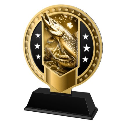 Kovová trofej SAMR03M23 | Rybaření (Výška cm 13, Barva bronz, Štítek na pohár 79x20)
