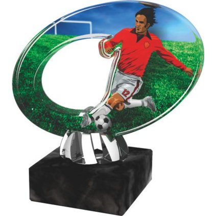 Akrylátová trofej ACL2102M44 | Fotbal (Výška cm 11, Barva bronz, Štítek na pohár 48x16)