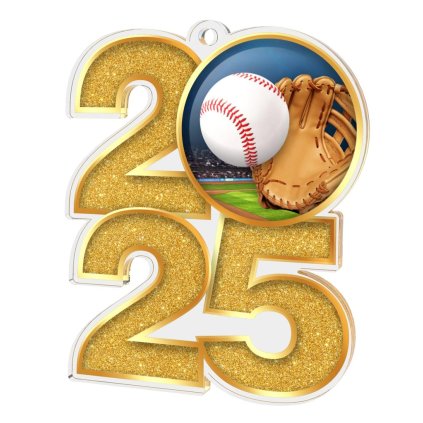 Akrylátová medaile MDA2025M27 | Baseball (Barva zlato, Stuha ST14)