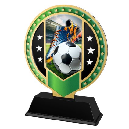 Kovová trofej SAM03M02 | Fotbal (Výška cm 13, Barva bronz, Štítek na pohár 79x20)