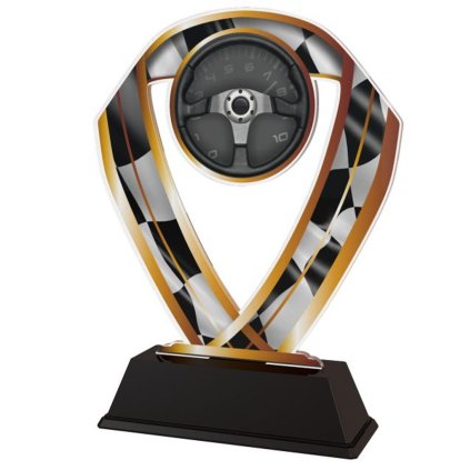 Akrylátová trofej ACRC001M12 | Motorsport (Výška cm 16, Barva bronz, Štítek na pohár 79x20)