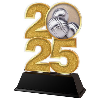 Akrylátová trofej C2025M19 | Petanque (Výška cm 8,5, Barva bronz, Štítek na pohár 53x17)