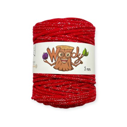 Woody příze 5 mm – Vánoční červená (100m)