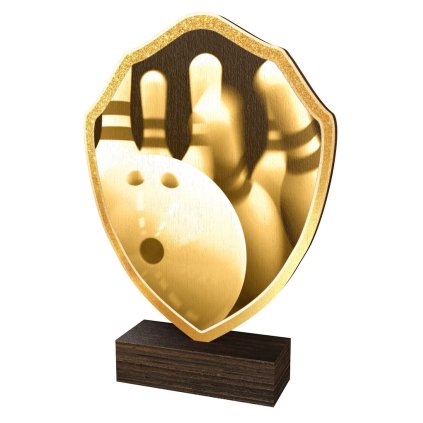 Dřevěná plaketa TFRW381 | Bowling (Výška cm 10,5, Štítek na pohár STKZF,02,03,04,05)