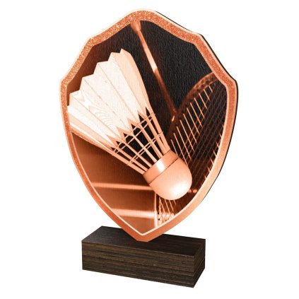 Dřevěná plaketa TFRW351 | Badminton (Výška cm 10,5, Štítek na pohár STKZF,02,03,04,05)