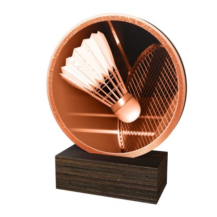 Dřevěná plaketa TFRW851 | Badminton (Výška cm 9,5, Štítek na pohár 65x23)