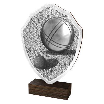 Dřevěná plaketa TFRW390 | Petanque (Výška cm 10,5, Štítek na pohár STKZF,02,03,04,05)