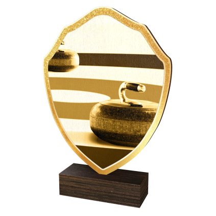 Dřevěná plaketa TFRW357 | Curling (Výška cm 10,5, Štítek na pohár STKZF,02,03,04,05)