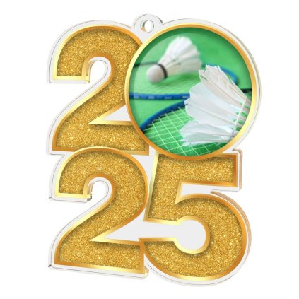 Akrylátová medaile MDA2025M18 | Badminton (Barva zlato, Stuha ST14)