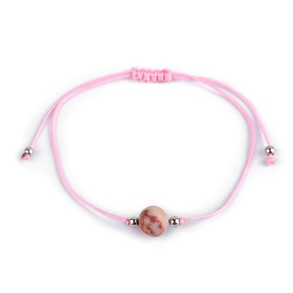 Náramek shamballa s imitací minerálu (Varianta 1 růžová sv., Balení 1 ks)