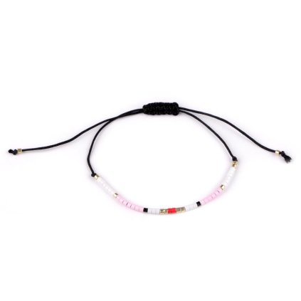 Náramek shamballa s rokajlem (Varianta 1 růžová sv., Balení 1 ks)