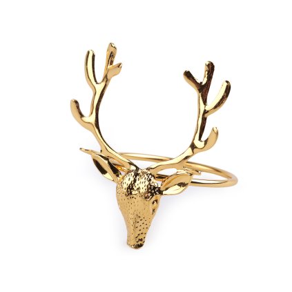 Kovový kroužek na ubrousek vánoční jelen (Varianta 3 stříbrná, Balení 1 ks)